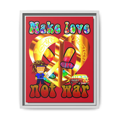 love peace - framed canvas art (dark red)