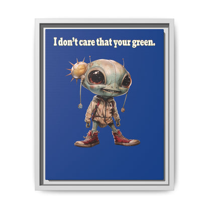 I don't care that your green - framed canvas art (dark blue)