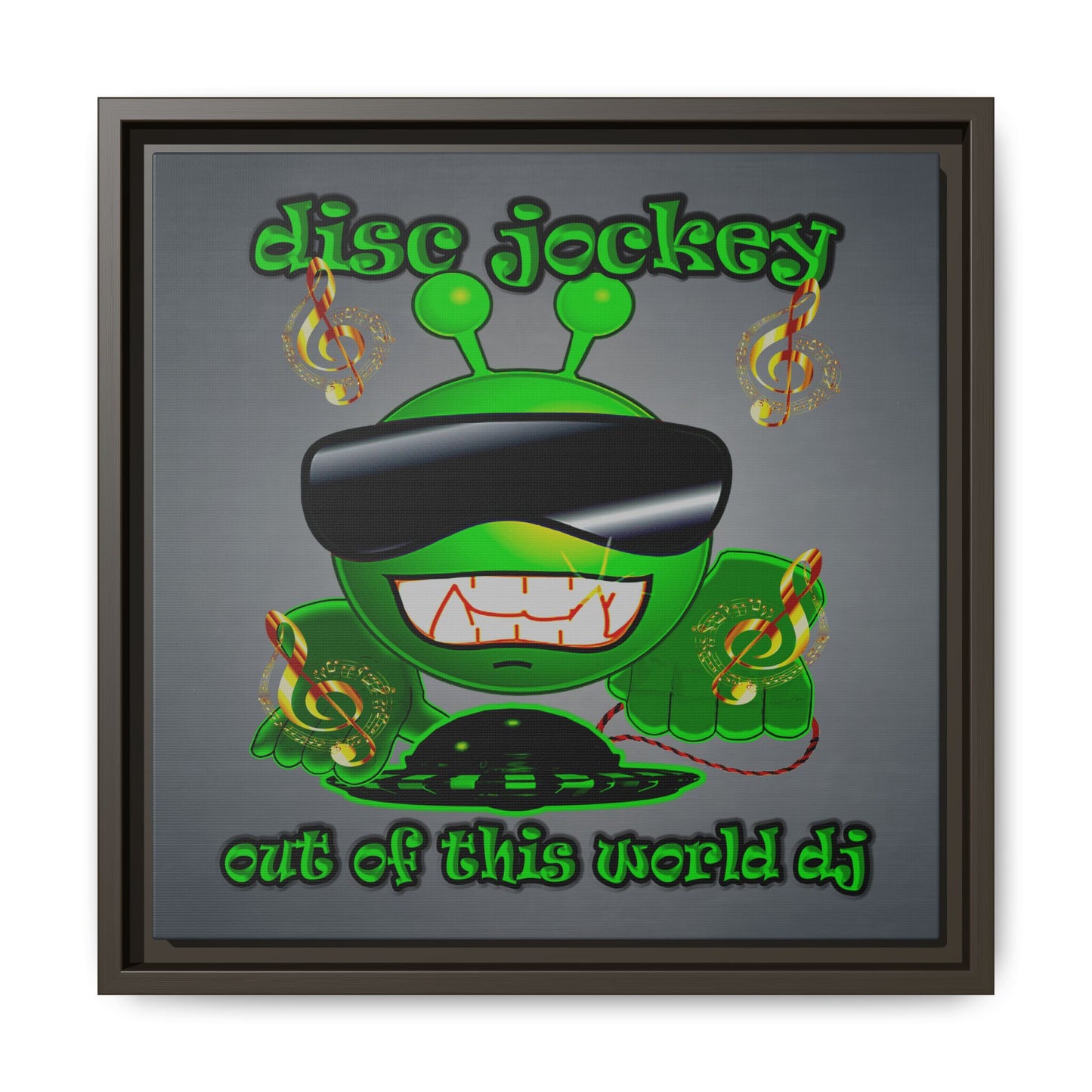 disc jockey - framed canvas art (grey-light grey)