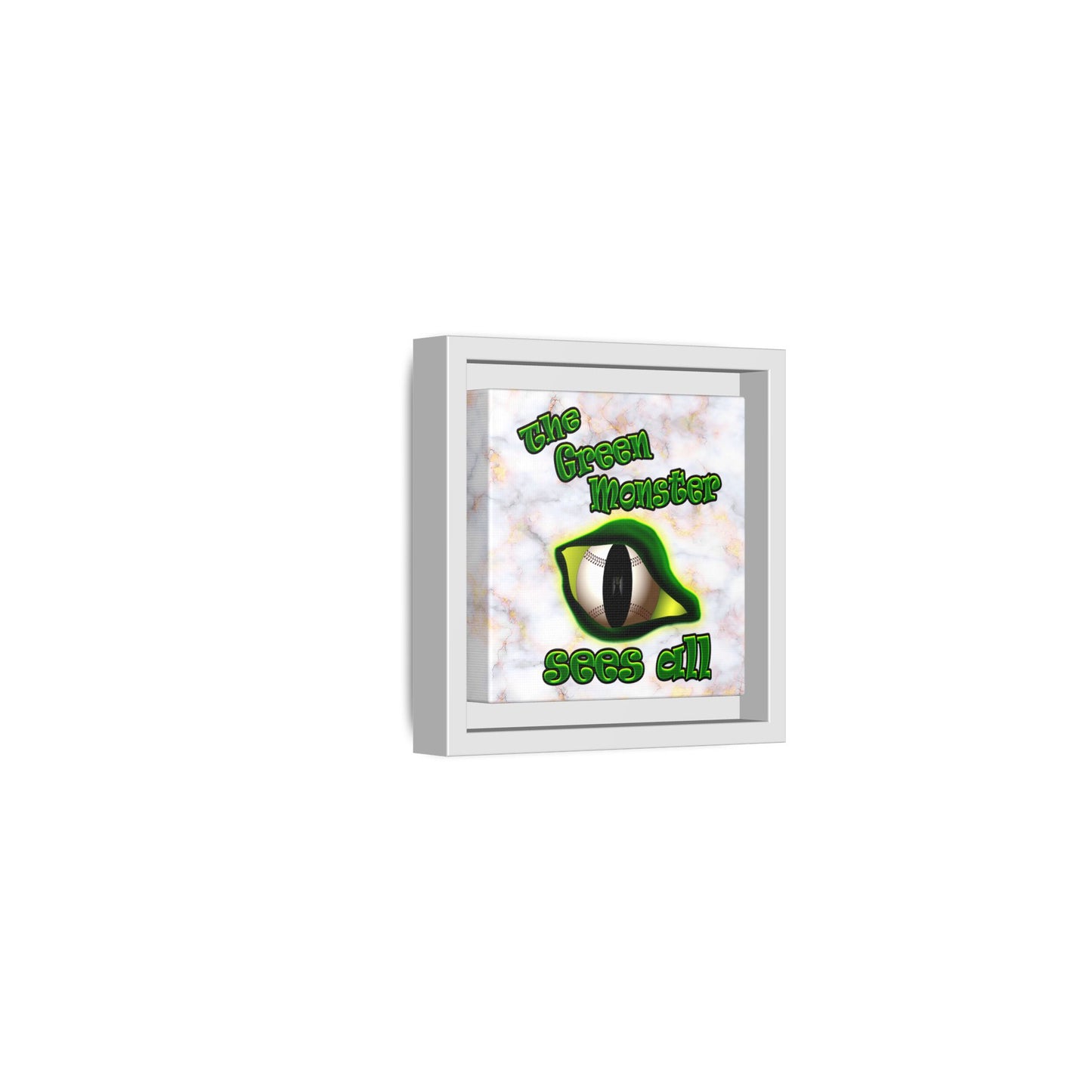 green monster - framed canvas art (white marble)