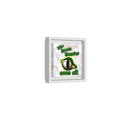 green monster - framed canvas art (white marble)