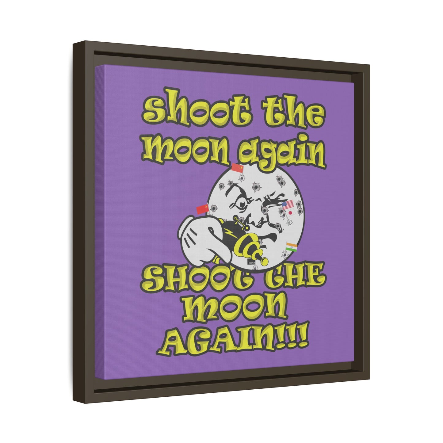 shoot the moon again - framed canvas art (light purple)