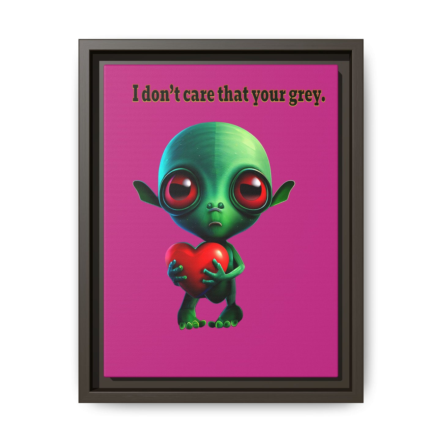 I don't care that your grey - framed canvas art (pink)