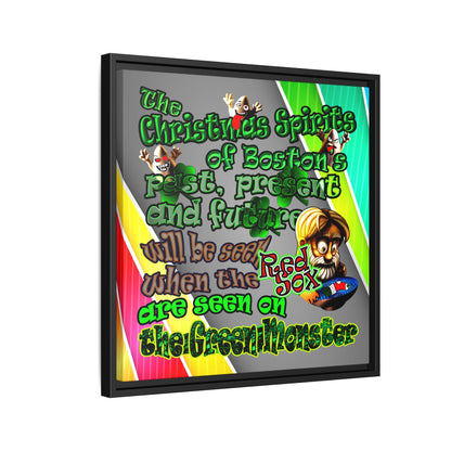 christmas spirits of boston - framed canvas art (rainbow split)