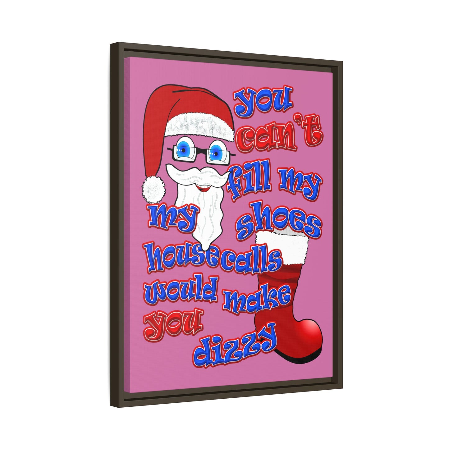 santa's shoes - framed canvas art (light pink)