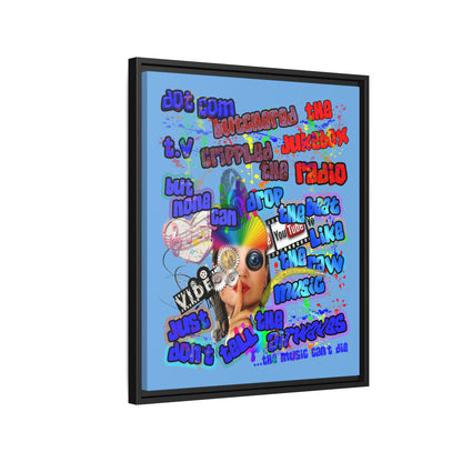 drop the beat - framed canvas art (light blue)