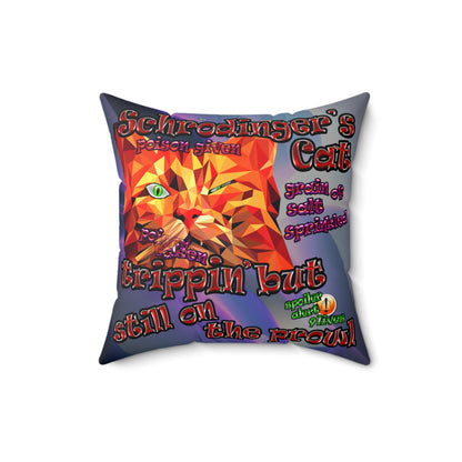 schrodinger's cat - Spun Polyester Square Pillow - (grey-pink wave)