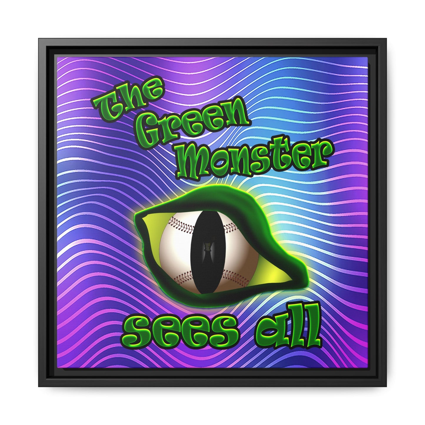 green monster - framed canvas art (purple wave)