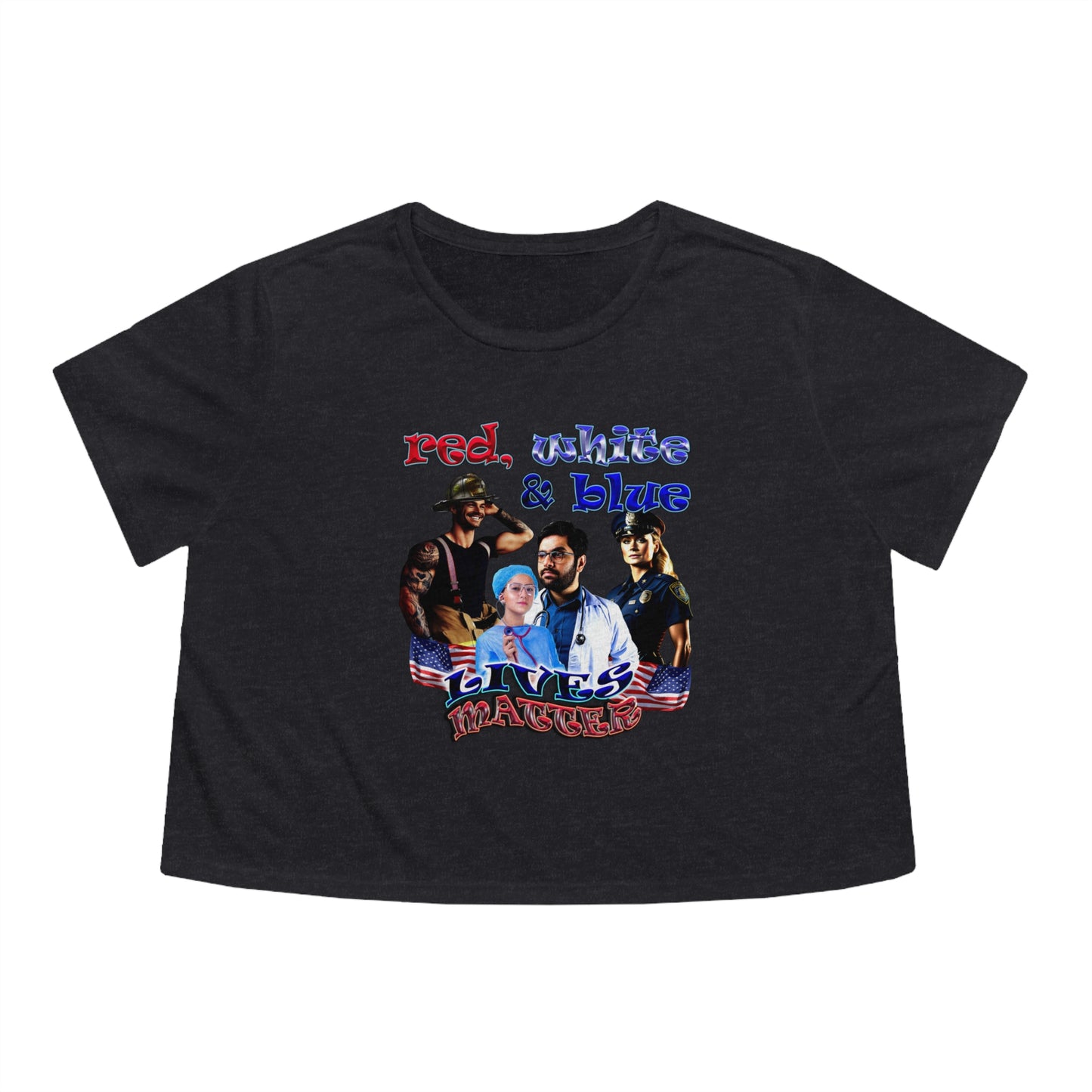 rw&b lives matter - Women's Flowy Cropped Tee