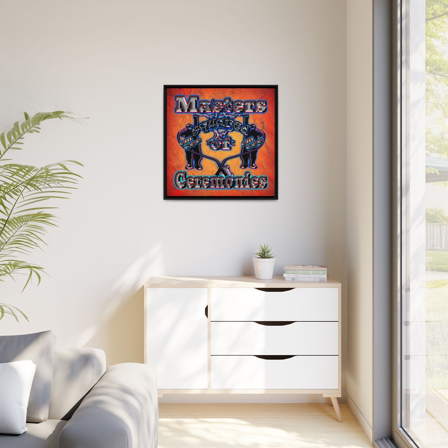 em cee squared - framed canvas art (burnt orange)
