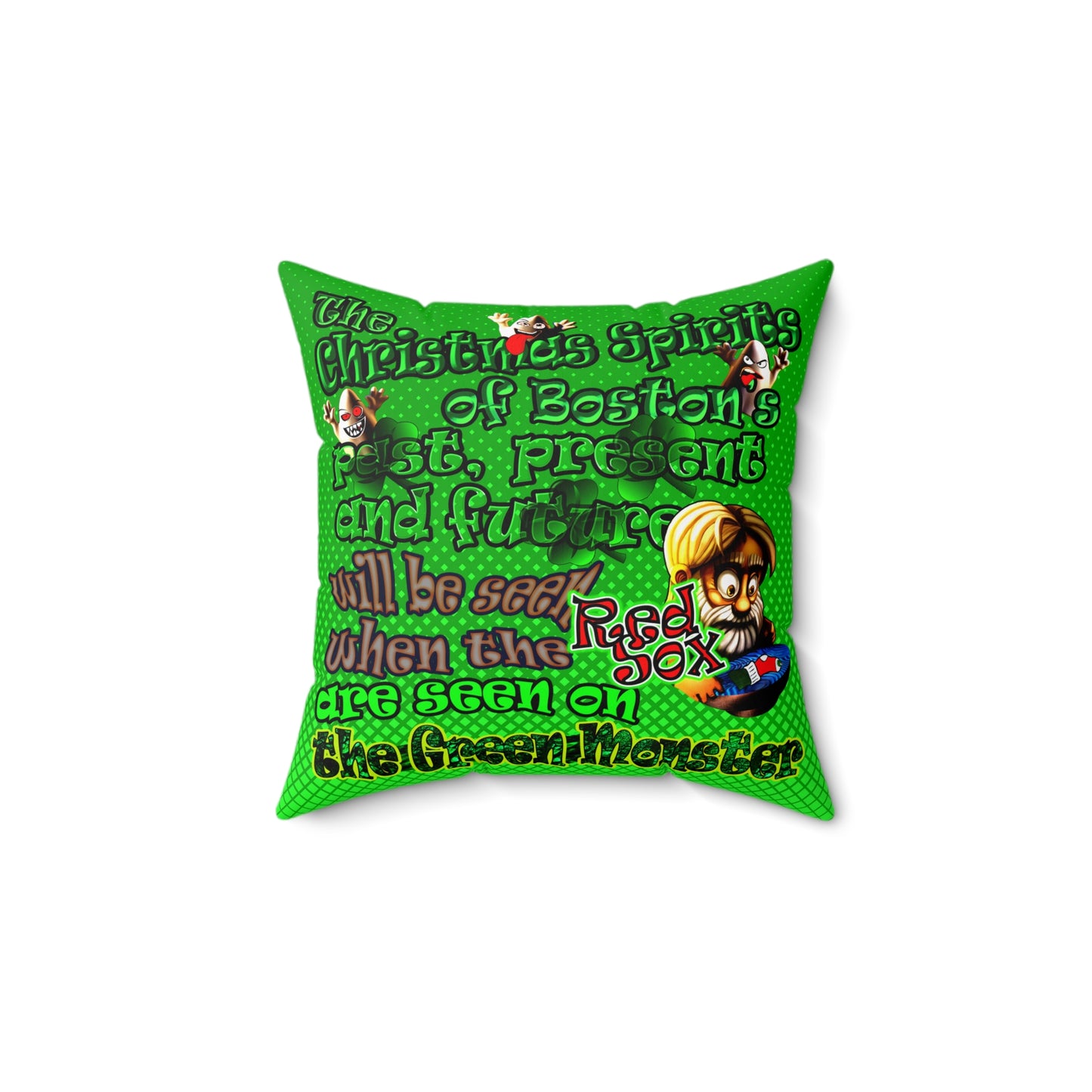 christmas spirits of boston - Spun Polyester Square Pillow - (logo green)