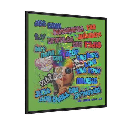 drop the beat - framed canvas art (green)