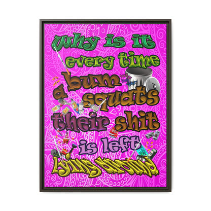 the bum's shit - framed canvas art (pink swirl)