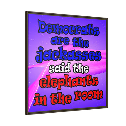 donkeys and elephants - framed canvas art (purple-pink wave)