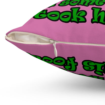 turtle race - Spun Polyester Square Pillow - (light pink)
