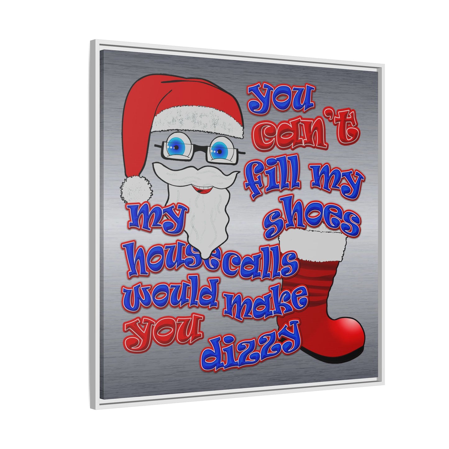 santa's shoes - framed canvas art (brushed nickel)
