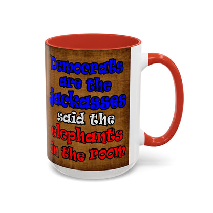 donkeys and elephants - Accent Mug (brown papyrus)