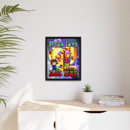 love peace - framed canvas art (grey-pink wave)