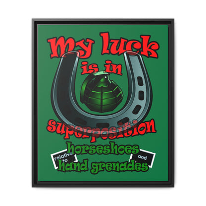 my luck - framed canvas art (dark green)