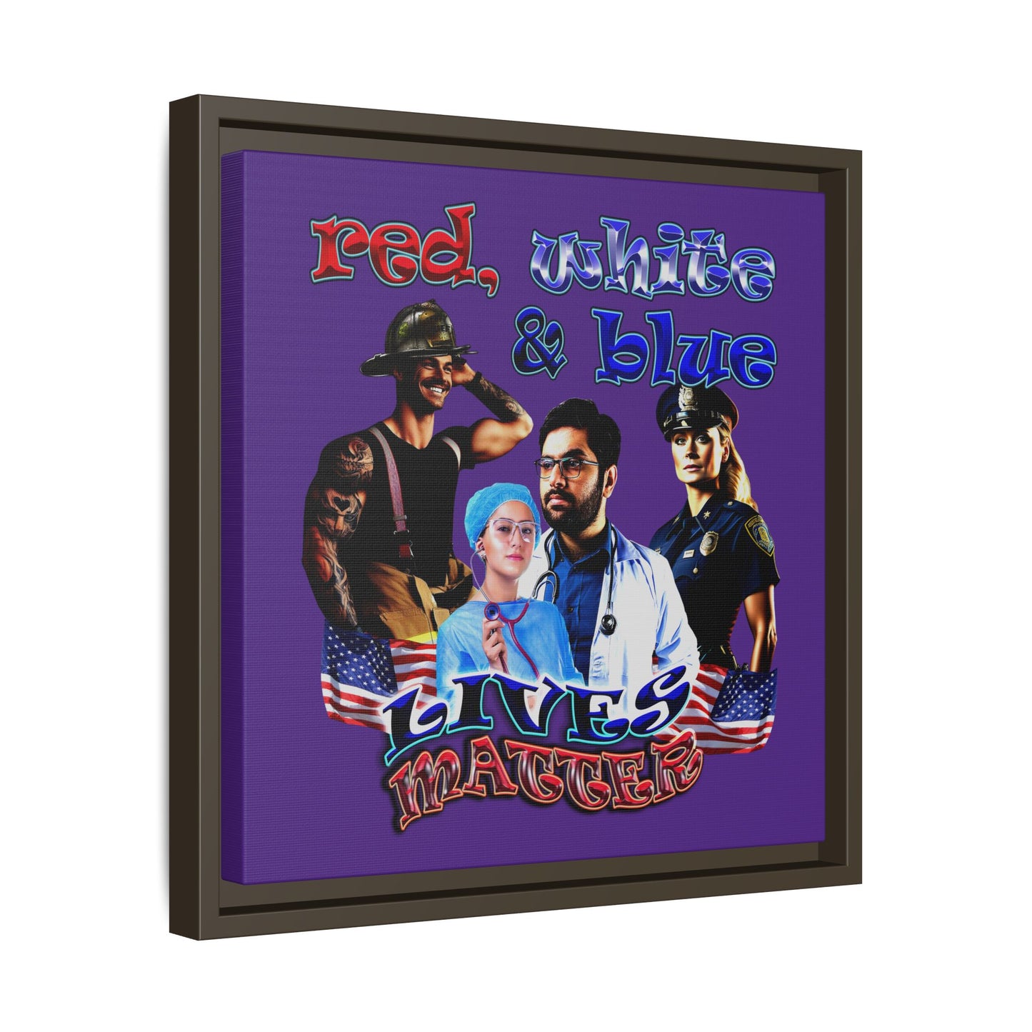 rw&b lives matter - framed canvas art (purple)