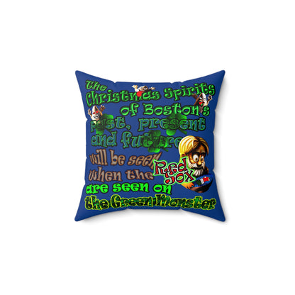 christmas spirits of boston - Spun Polyester Square Pillow - (dark blue)
