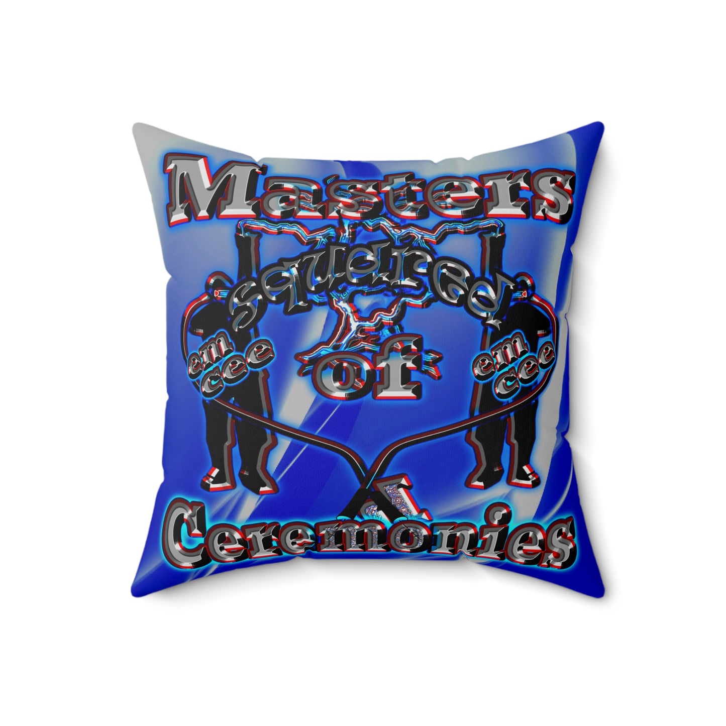 em cee squared - Spun Polyester Square Pillow - (blue-white wave)