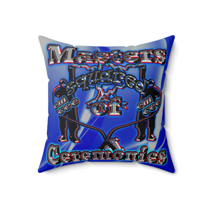 em cee squared - Spun Polyester Square Pillow - (blue-white wave)