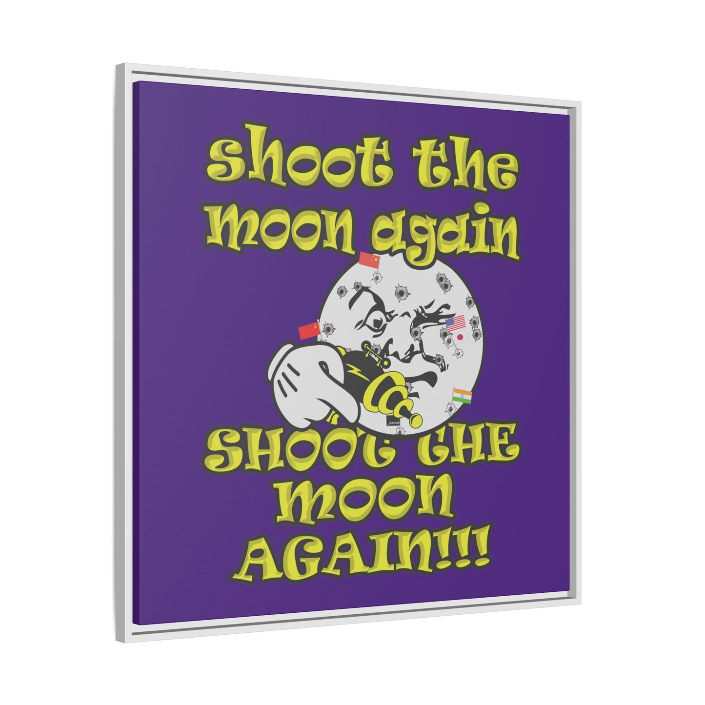 shoot the moon again - framed canvas art (purple)