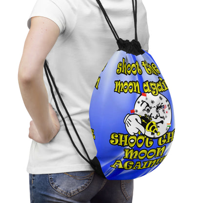 shoot the moon again - Drawstring Bag (blue-white wave)