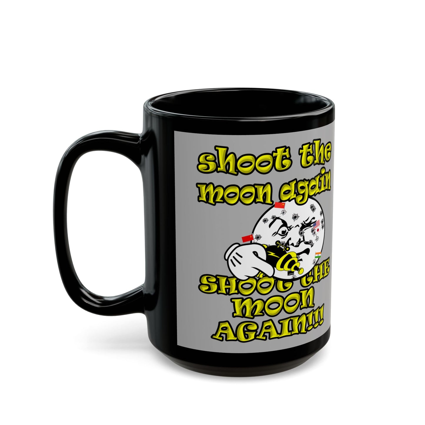 shoot the moon again - Black Mug (light grey)