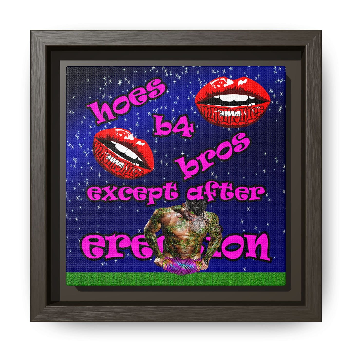 hoes b4 bros - framed canvas art ('snoops' background)