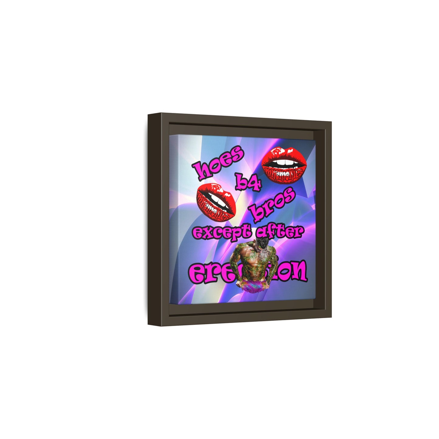 hoes b4 bros - framed canvas art (grey-pink wave)