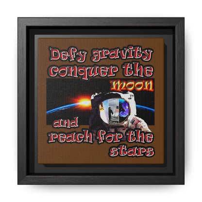 defy conquer reach - framed canvas art (brown)