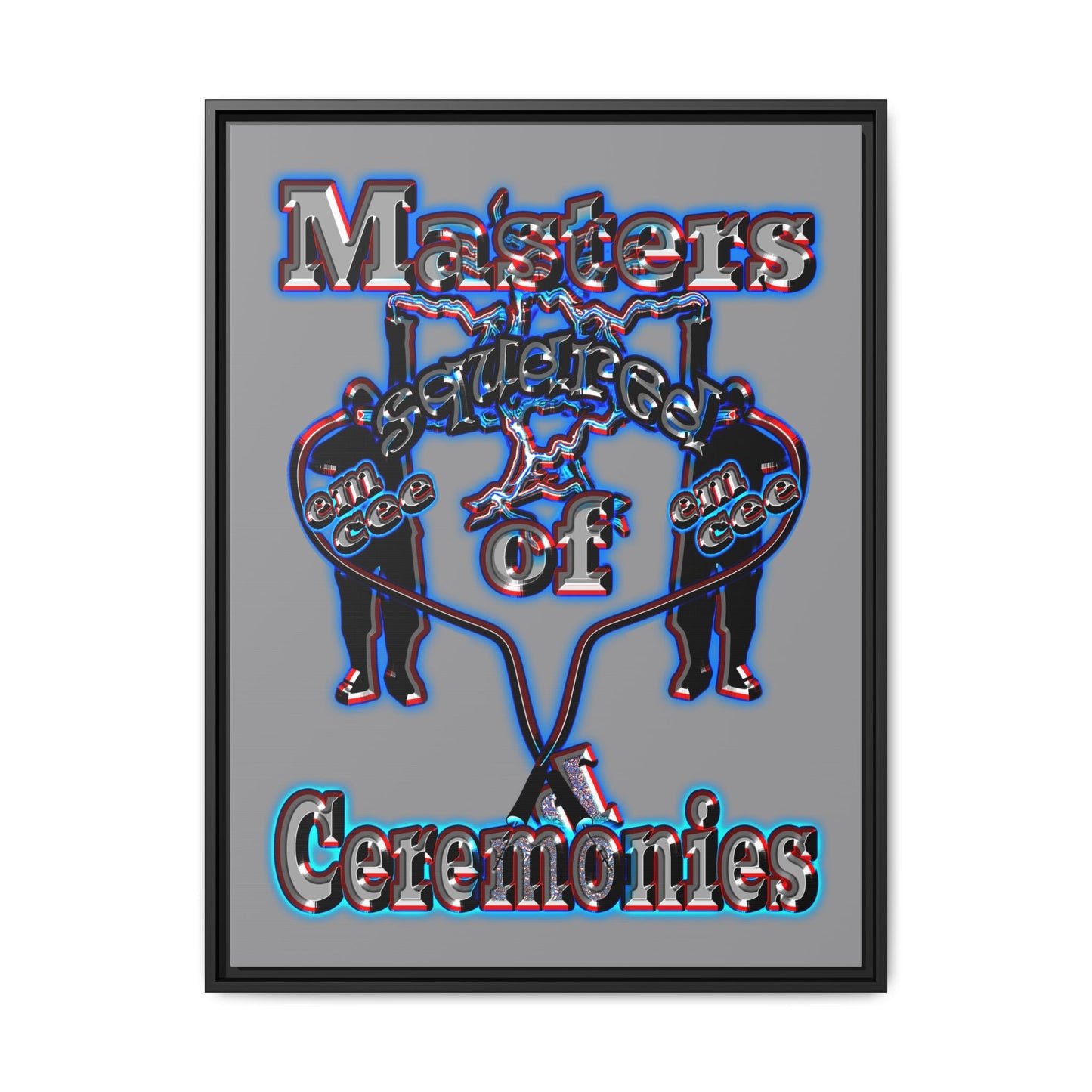 em cee squared - framed canvas art (grey)