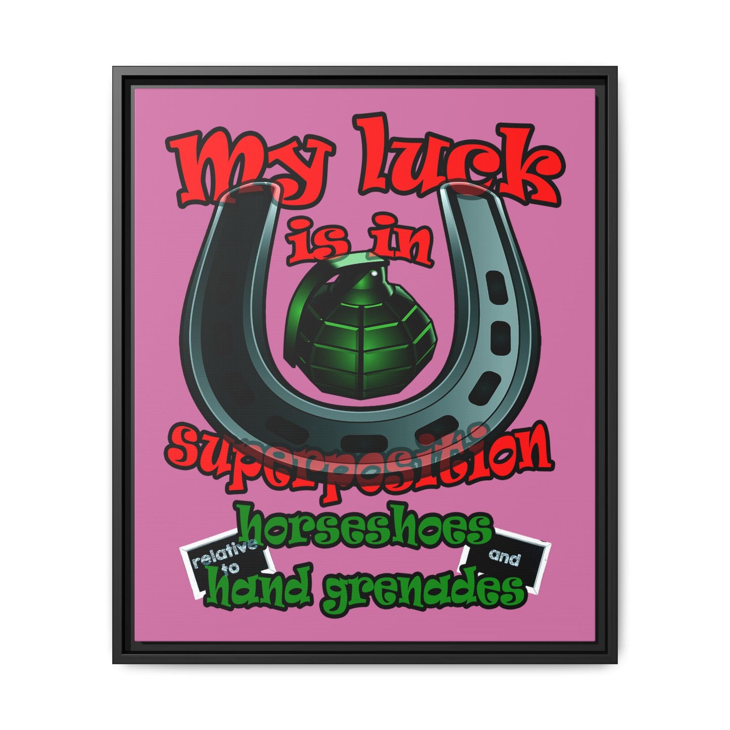 my luck - framed canvas art (light pink)