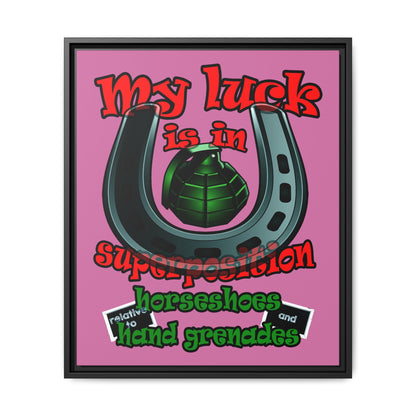 my luck - framed canvas art (light pink)