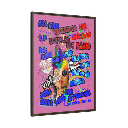 drop the beat - framed canvas art (light pink)