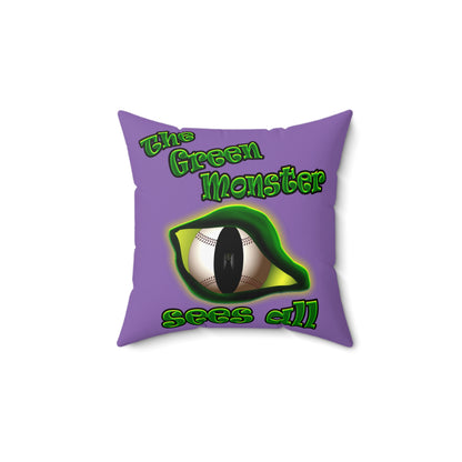 green monster - Spun Polyester Square Pillow - (light purple)