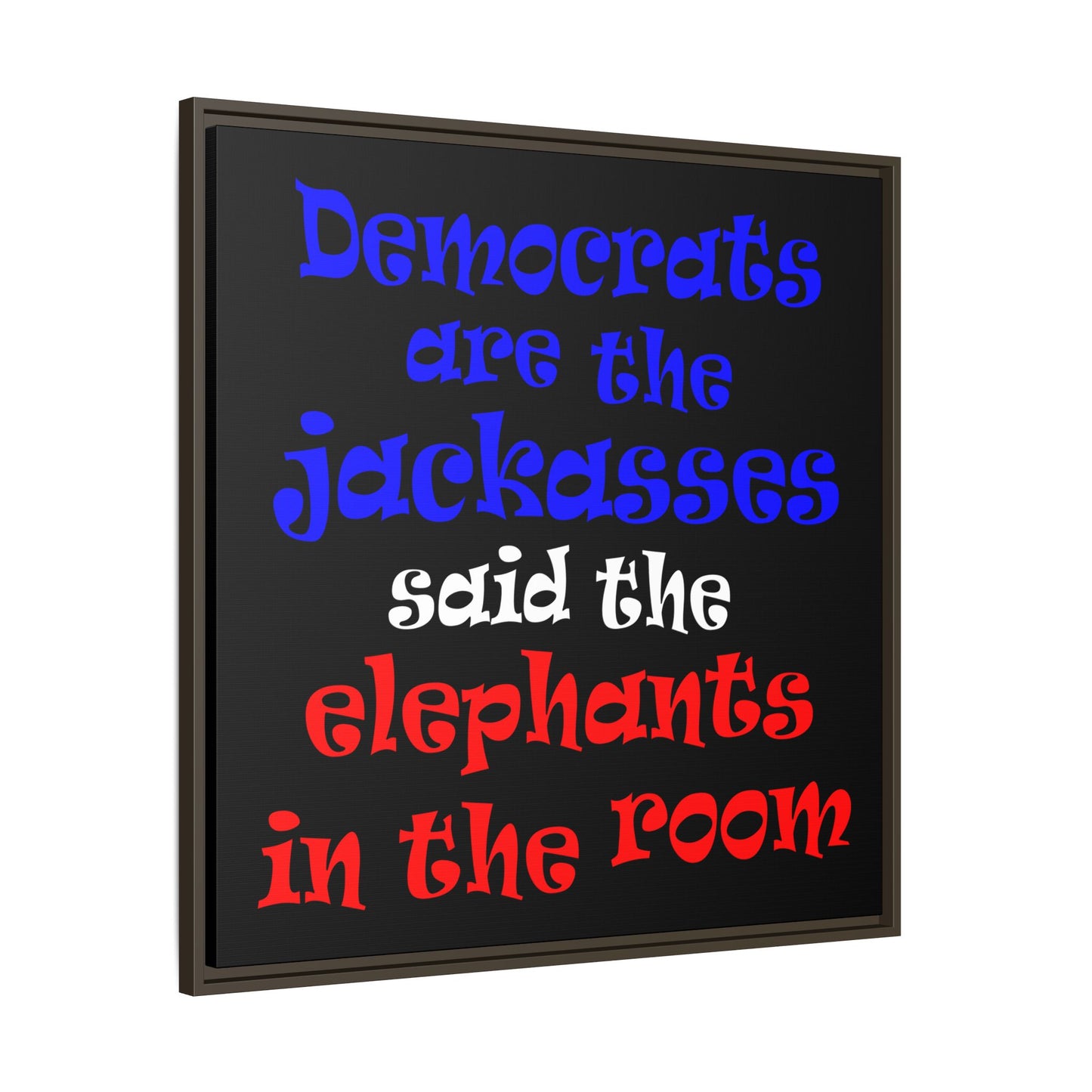 donkeys and elephants - framed canvas art (black)