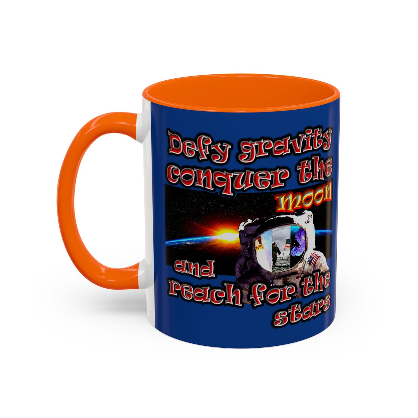 defy conquer reach - Accent Mug (dark blue)