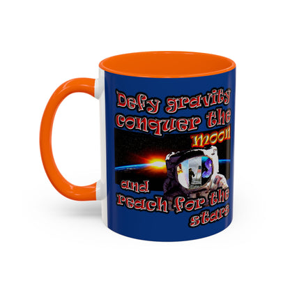 defy conquer reach - Accent Mug (dark blue)