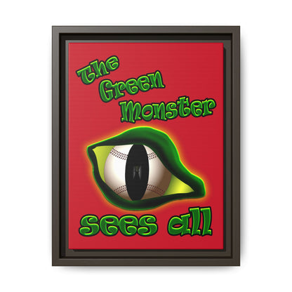 green monster - framed canvas art (dark red)