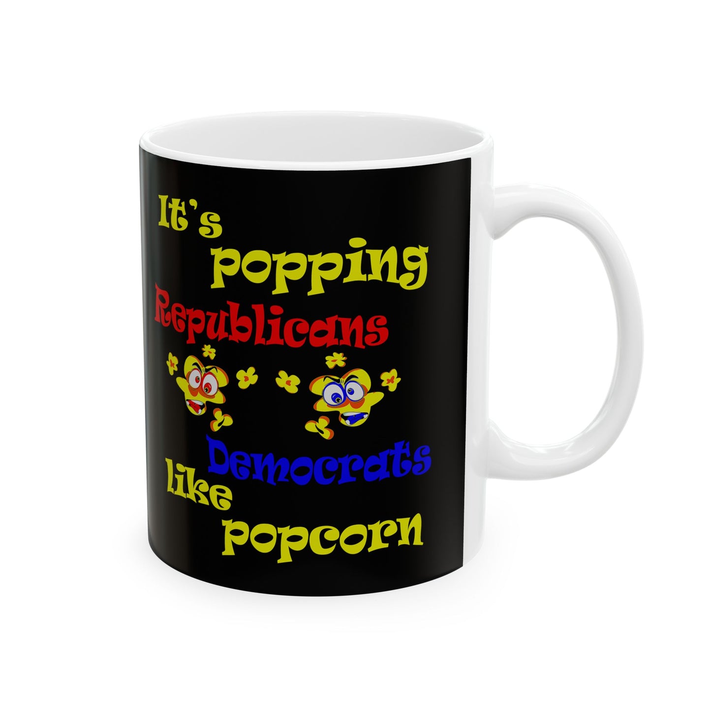 popping like popcorn - White Mug (black)