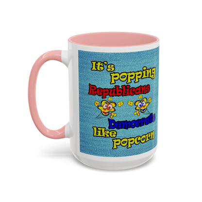 popping like popcorn - Accent Mug (faded dark blue)