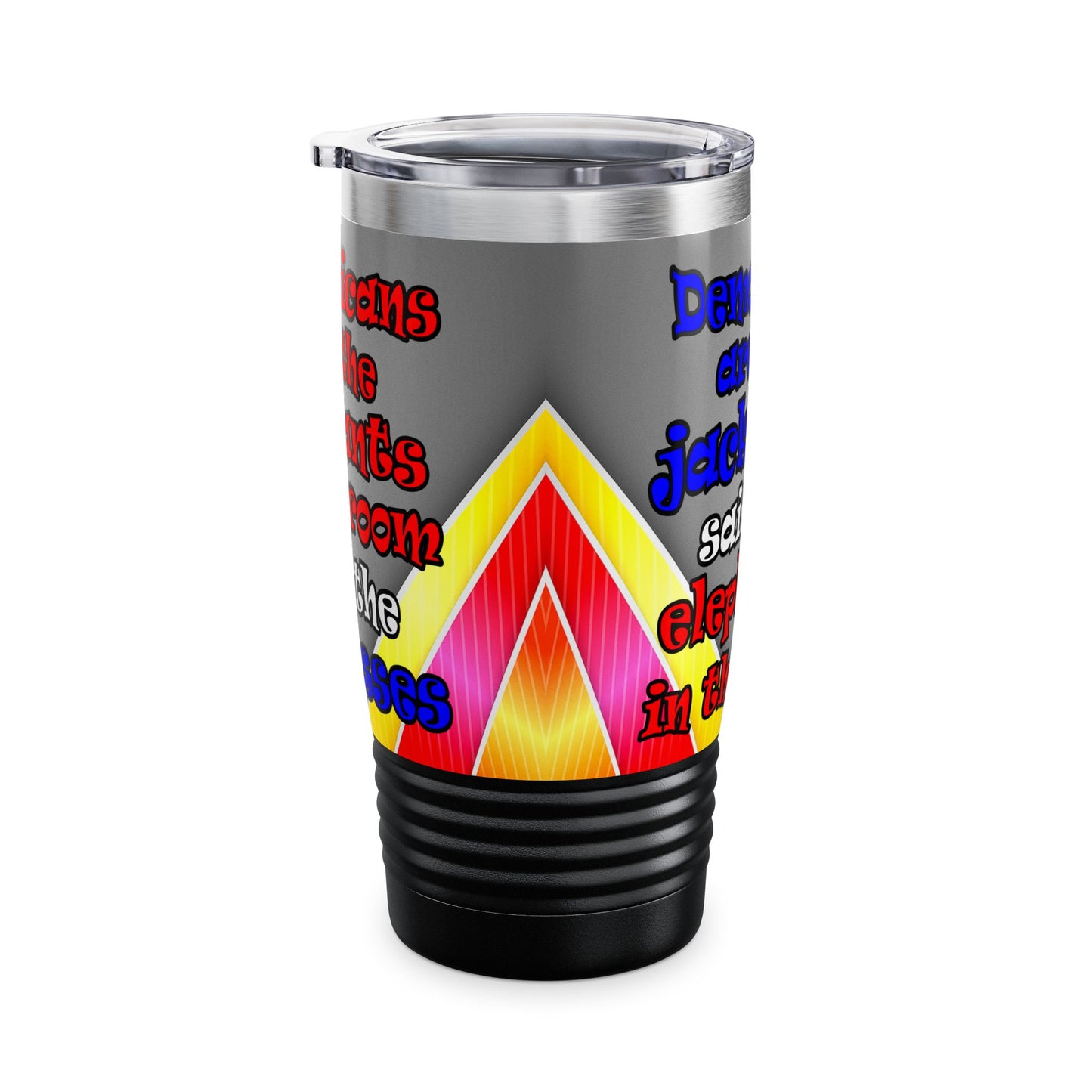 donkeys and elephants - Ringneck Tumbler, 20oz (rainbow split)