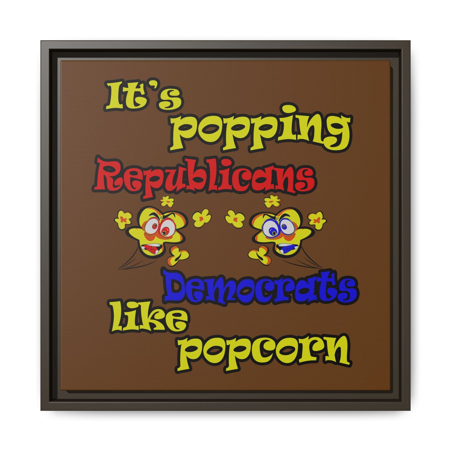 popping like popcorn - framed canvas art (brown)