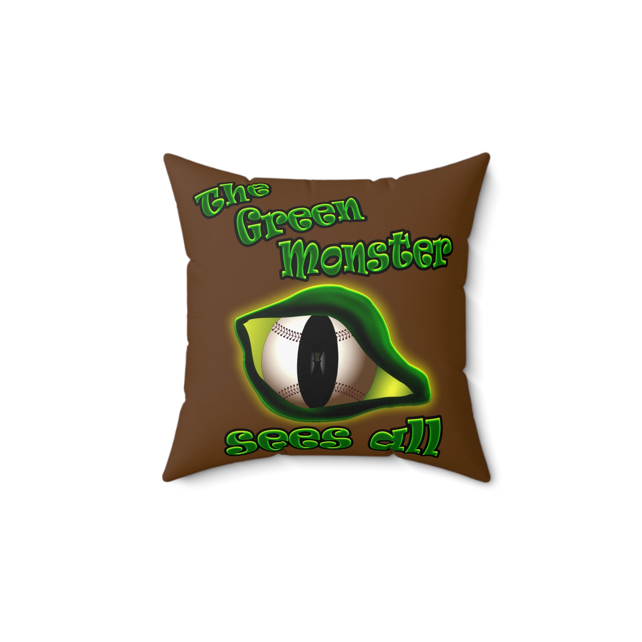 green monster - Spun Polyester Square Pillow - (brown)