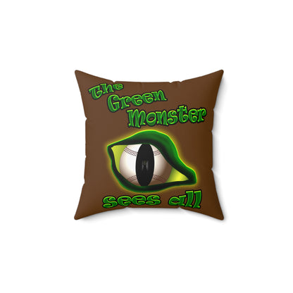 green monster - Spun Polyester Square Pillow - (brown)