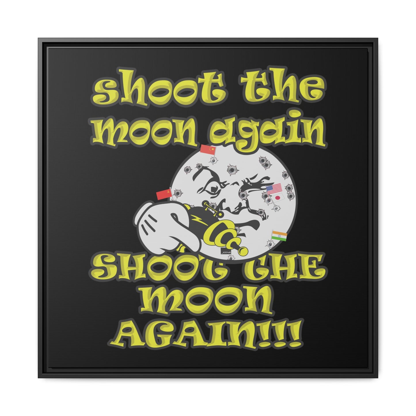 shoot the moon again - framed canvas art (black)