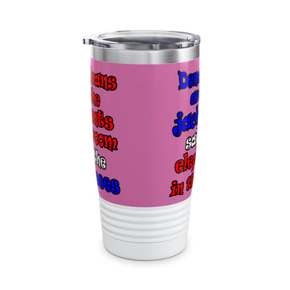donkeys and elephants - Ringneck Tumbler, 20oz (light pink)